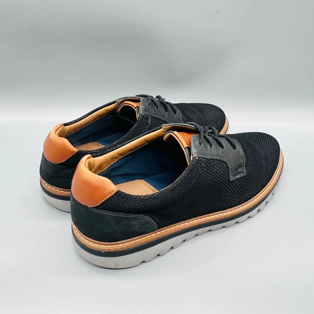 Johnston & Murphy Shoes Mens 9.5 Black Knit Braydon Plain Toe Lace Up Sneakers